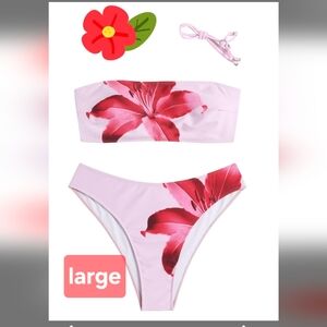 Floral Pink Bikini Set Large NWT